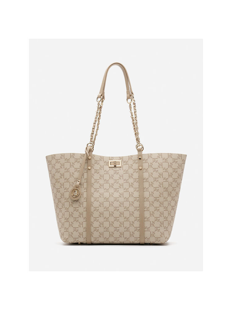 U.S. POLO ASSN. Kylie Beige tote Handbag with Monogram print-picture-14