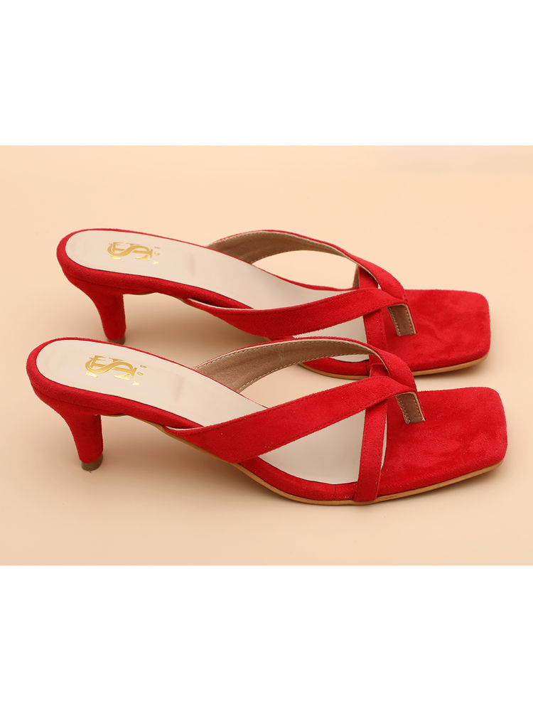 Shoe that fits you Red Strappy Sandal Heels-image-6