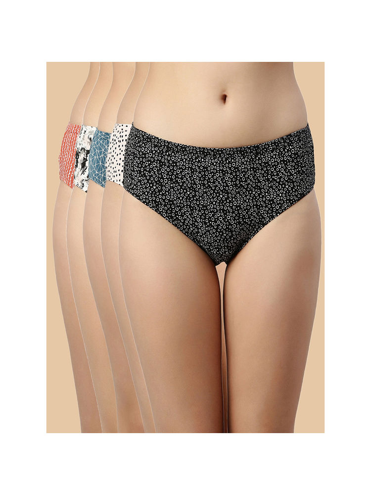 Enamor Cotton Classic Antimicrobial and Stain Release Finish Hipster Panty (Pack of 5)