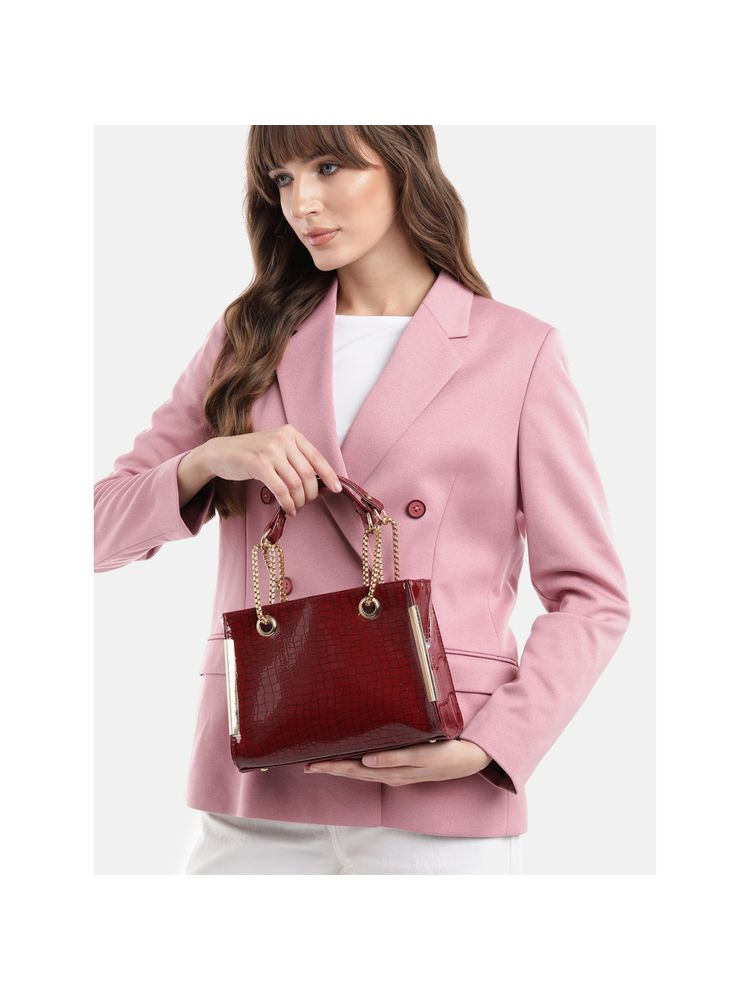 Fabbhue Maroon Textured Handheld Bag-image-35