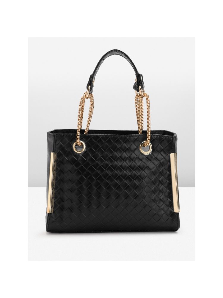 Fabbhue Black Textured Handheld Bag-image-3