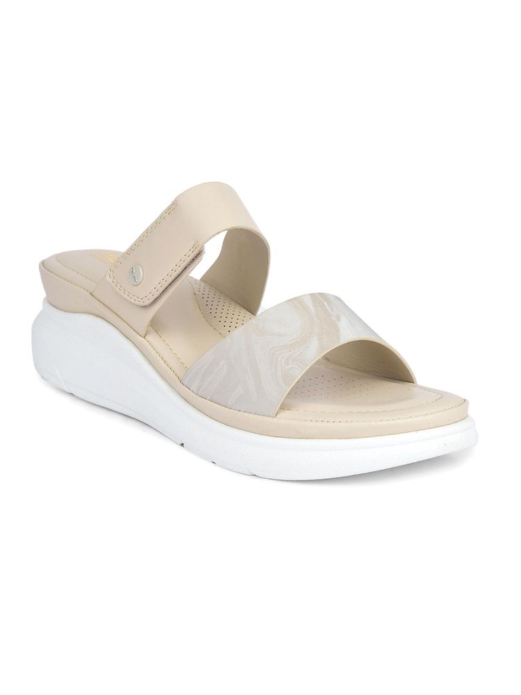Bata Comfit Women Beige Wedges Heels-image-3