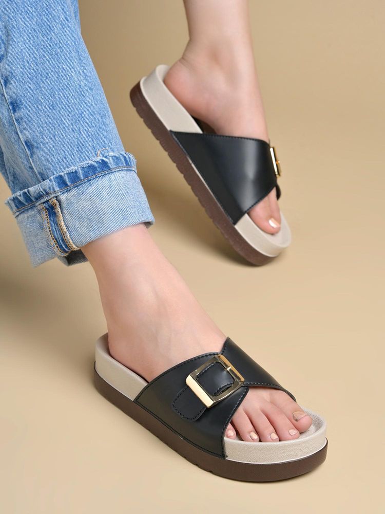Shoetopia Women Chic Black Comfort Sandals-picture-15