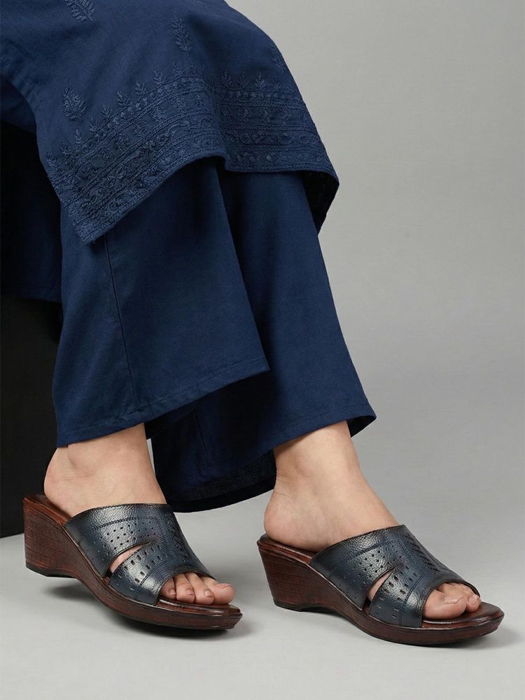 Dollphin Women Navy Blue Wedge Heels-image-8