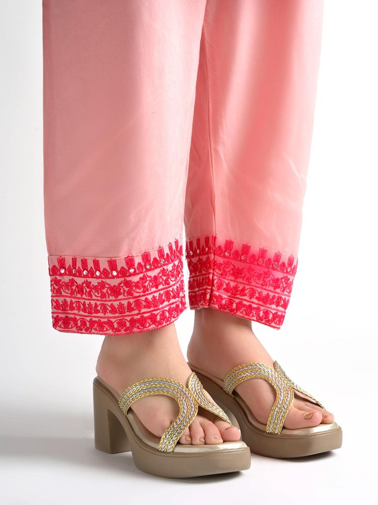 Shoetopia Women Gold Embellished Block Heels-image-39