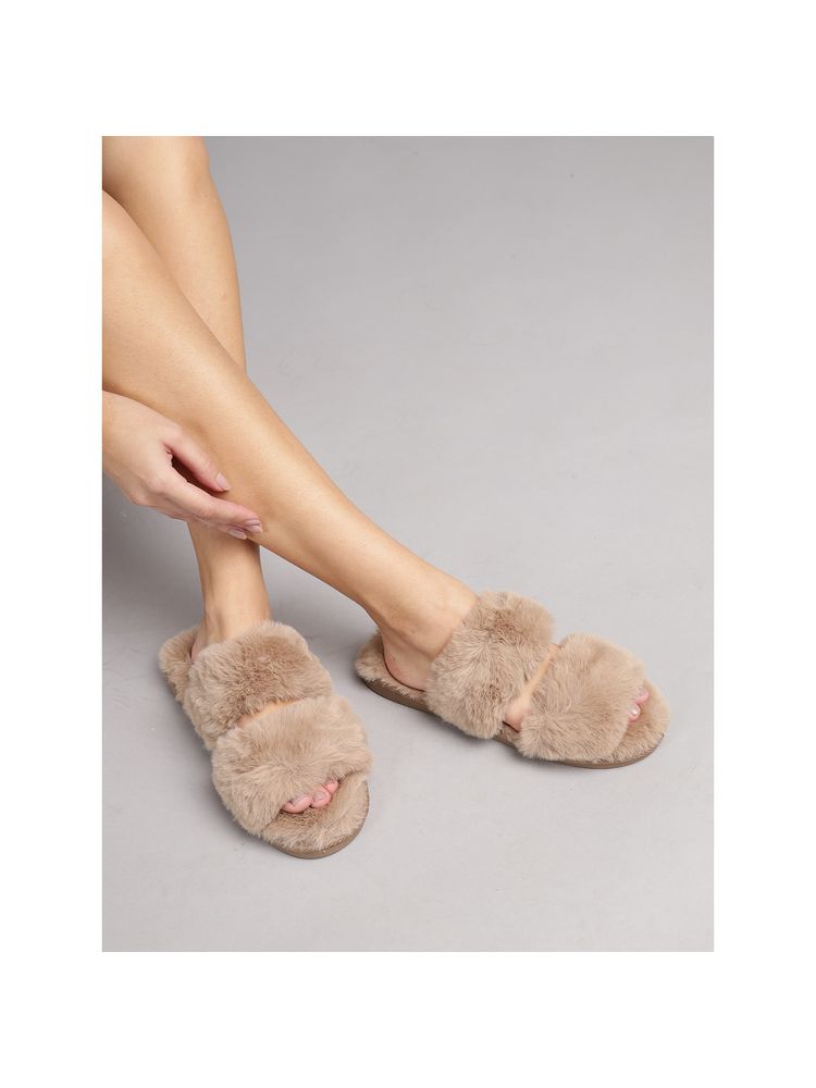 Truffle Collection Brown Solid Slip On Slippers-image-15