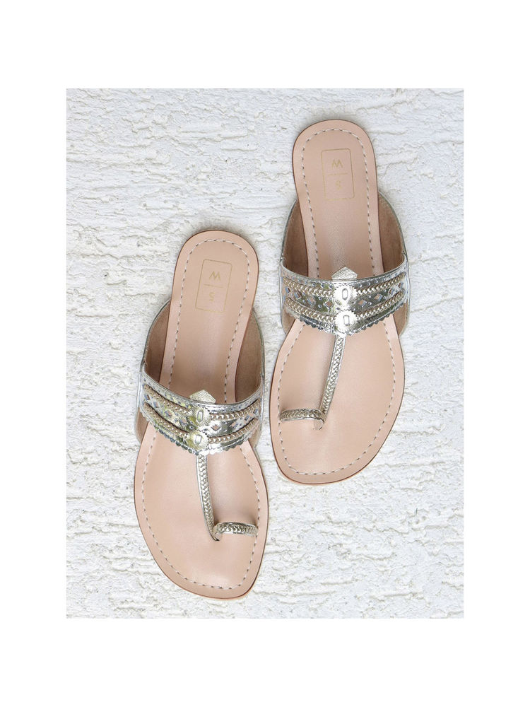 Sandalwali Lexie Silver & Gold Kolhapuris-image-6