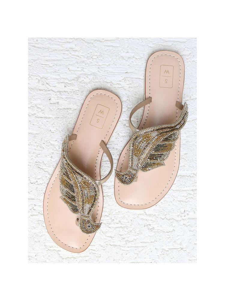 Sandalwali Tweety Gold & Silver Bronze Beaded Flats-picture-19