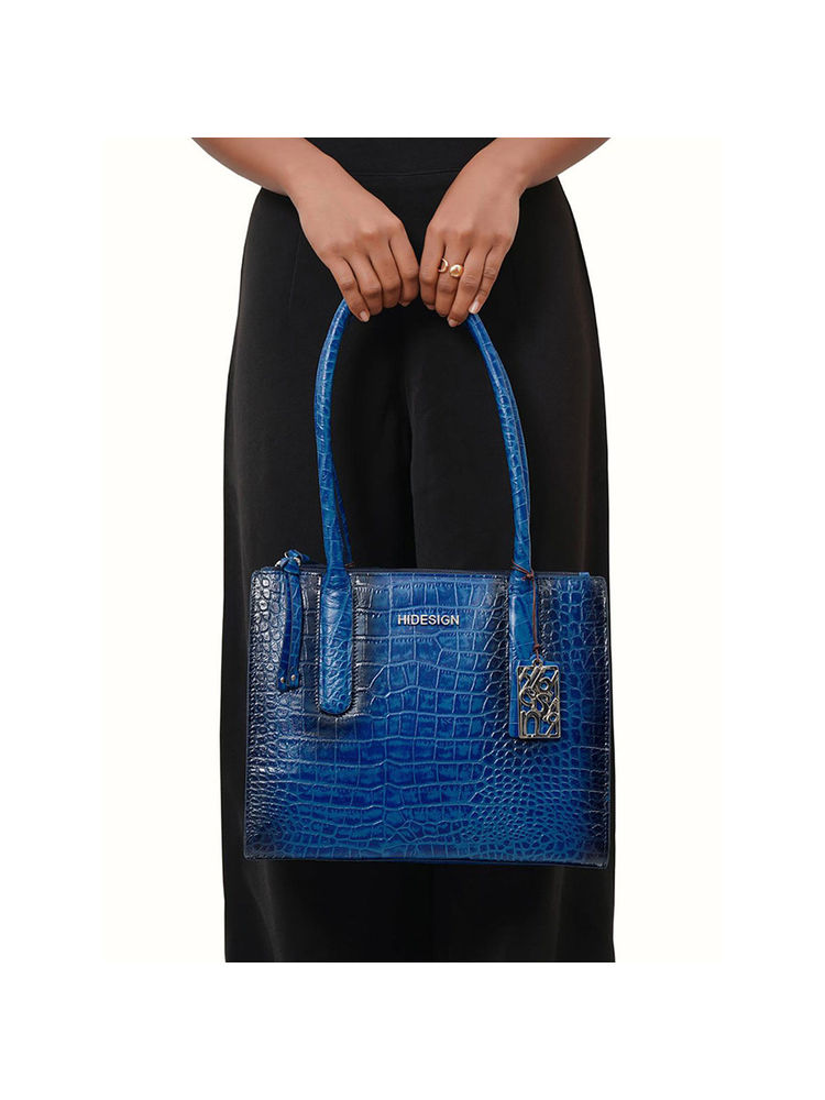 hidesign women casual blue shoulder bag (m)