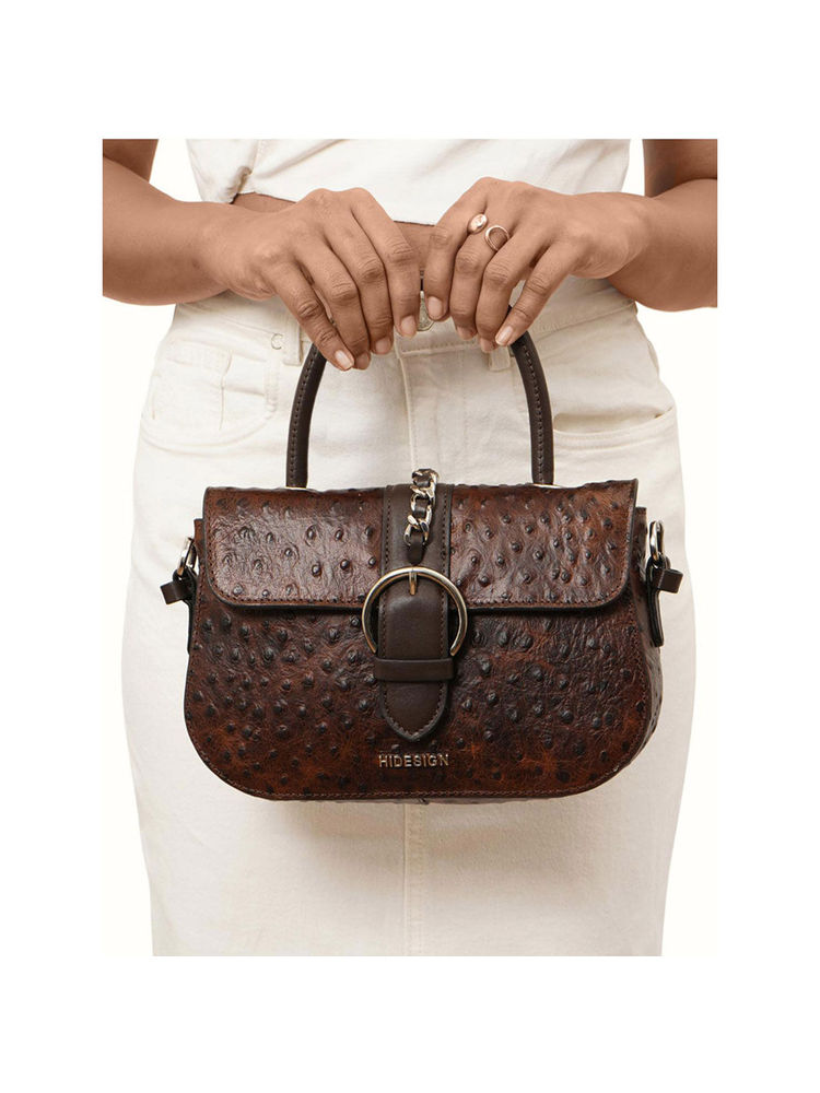 Hidesign Women Party Dark Brown Sling Bag with Detachable Strap (M)-image-4