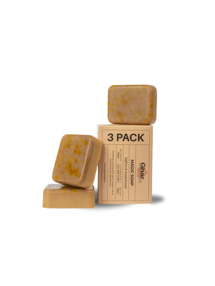 Ghar Soaps Magic soap with Sandalwood and Saffron - Pack of 3-image-16
