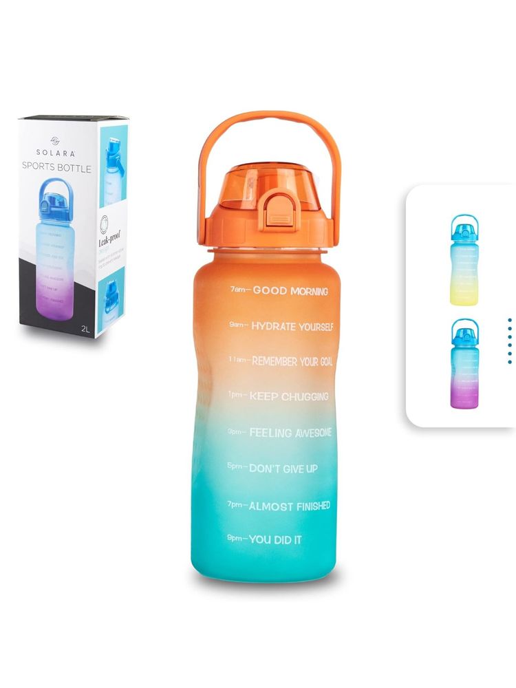 Solara Motivational Water Bottle Multicolor Teal 2L-image-3