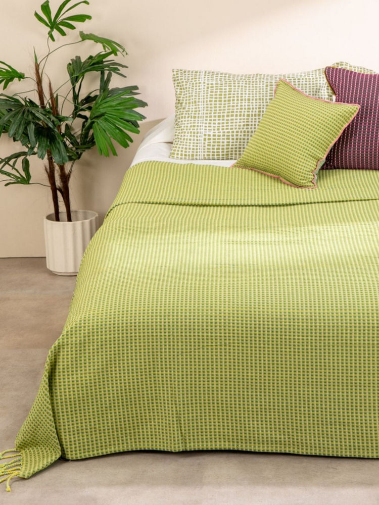 Freedom Tree Code Shadow Green Woven Recycled Cotton Yarn Bedcover-picture-14
