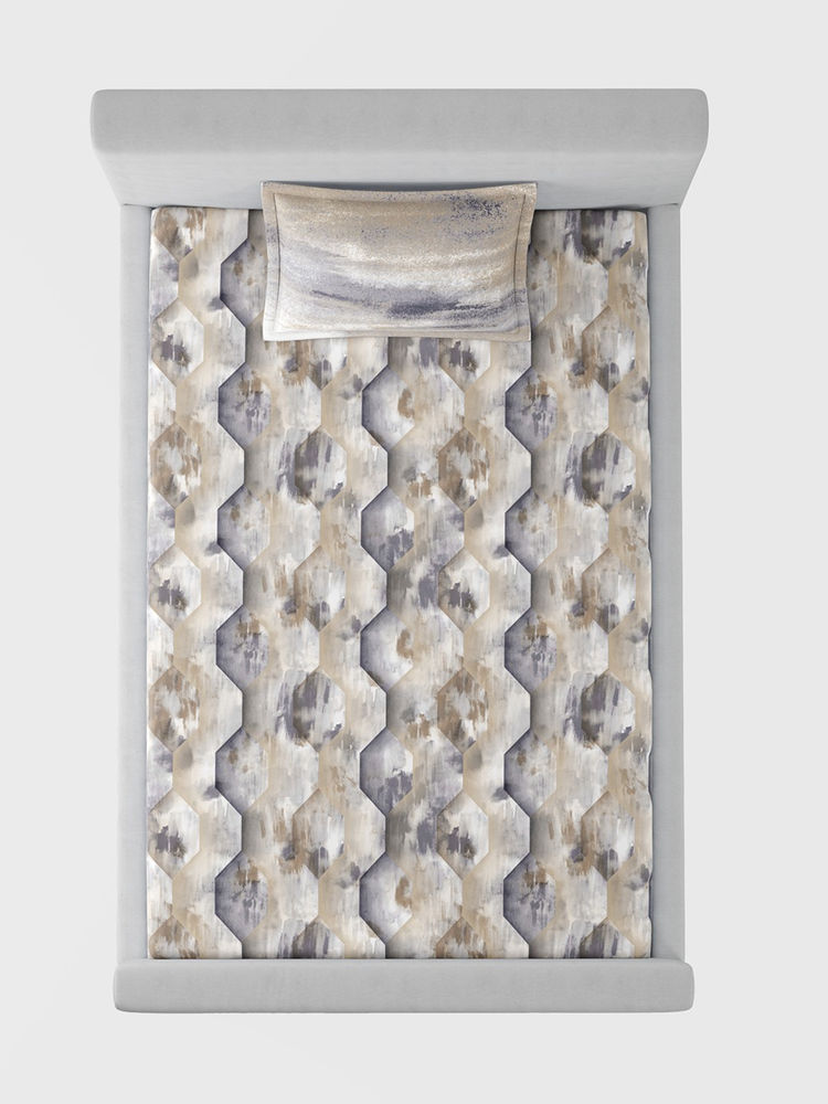 SANSAAR A D'DECOR BRAND LIVE CONSCIOUSLY Honeycomb Brown Bedsheet with 1 Pillow Cover (Single)-image-37
