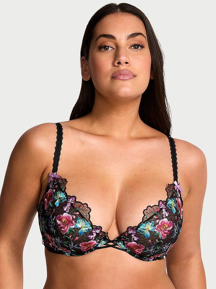 victoria's secret intimates Victoria's Secret Very Sexy Dark Blossom Embroidery Unlined Low-Cut Demi Bra Black-picture-41