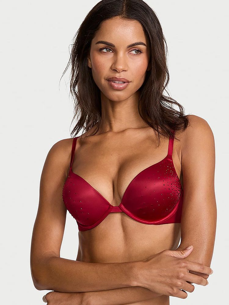 victoria's secret intimates Victoria's Secret Very Sexy Bombshell Add-2-Cups Sparkle Crystal Shine Strap Push-Up Bra Red-picture-20