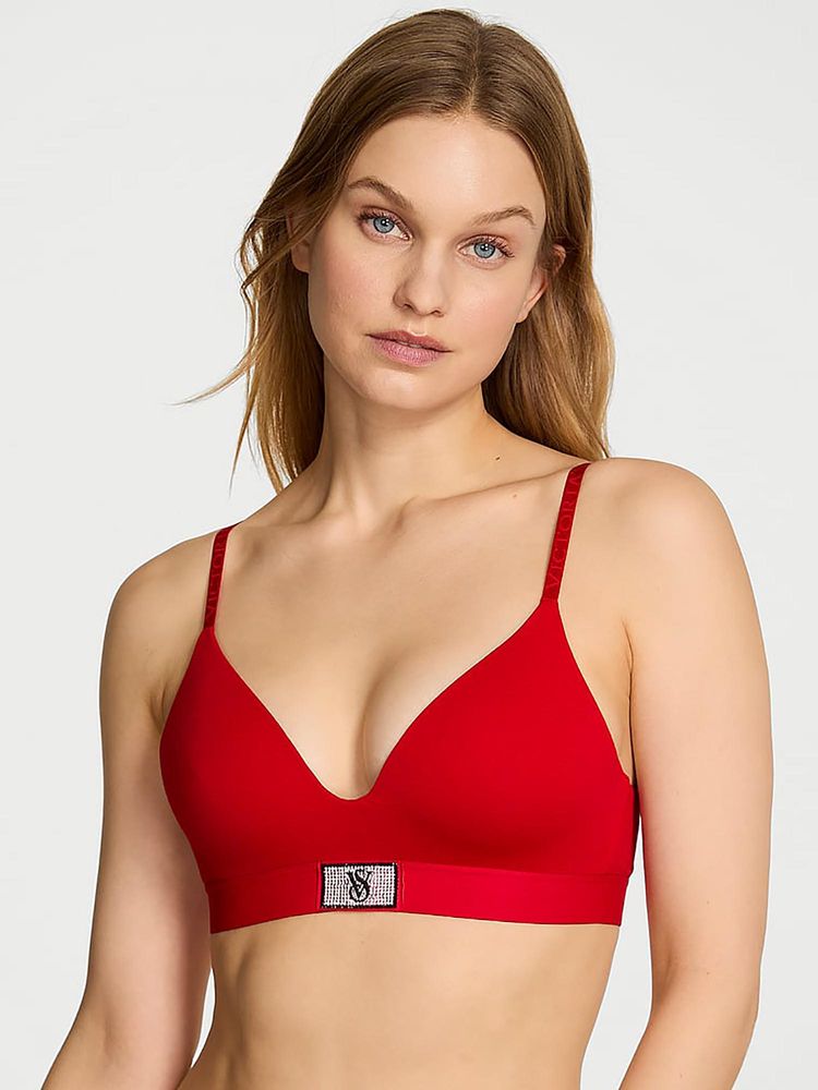 Victoria's Secret The T-Shirt Shine Patch Lightly Lined Wireless Bra Red-image-7