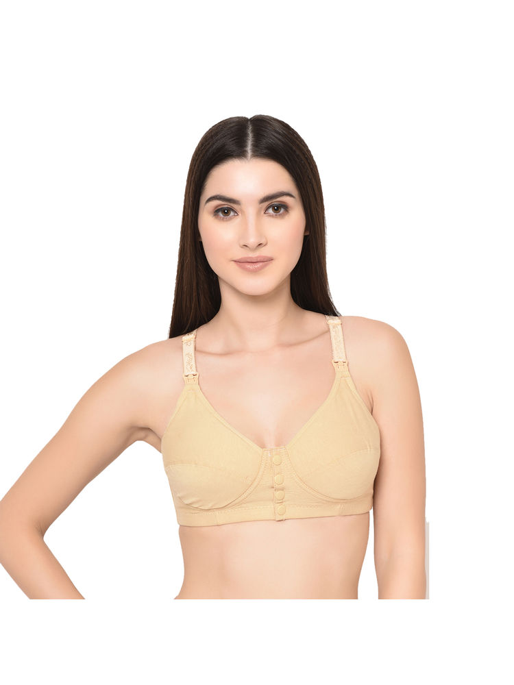 Mamma Presto Cotton Front Open Maternity Feeding Bra - Beige-picture-13