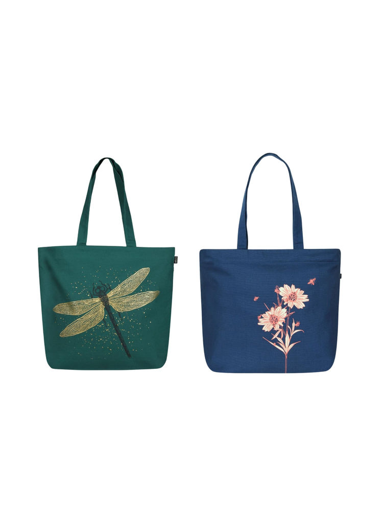EcoRight Women Large Zipper Tote Bag (Pack of 2) Multi-Color-picture-23
