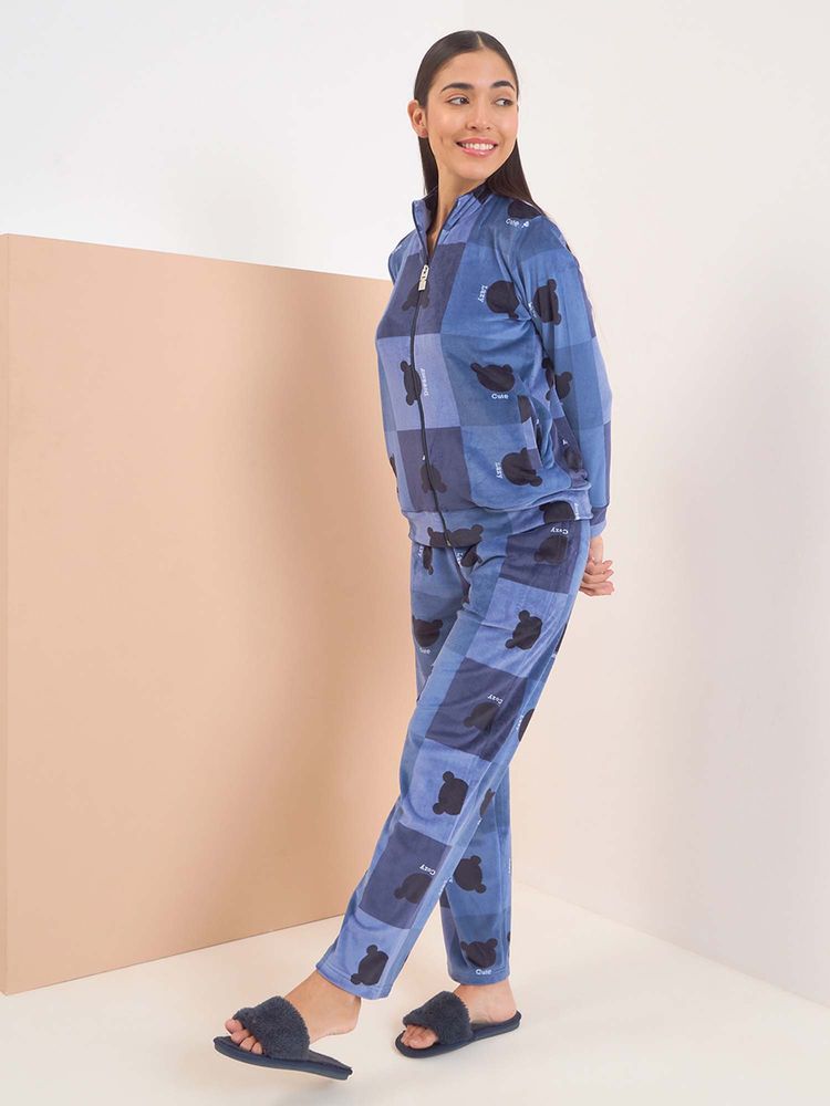 Sweet Dreams Navy Blue Printed Regular Jacket with Pant-picture-27