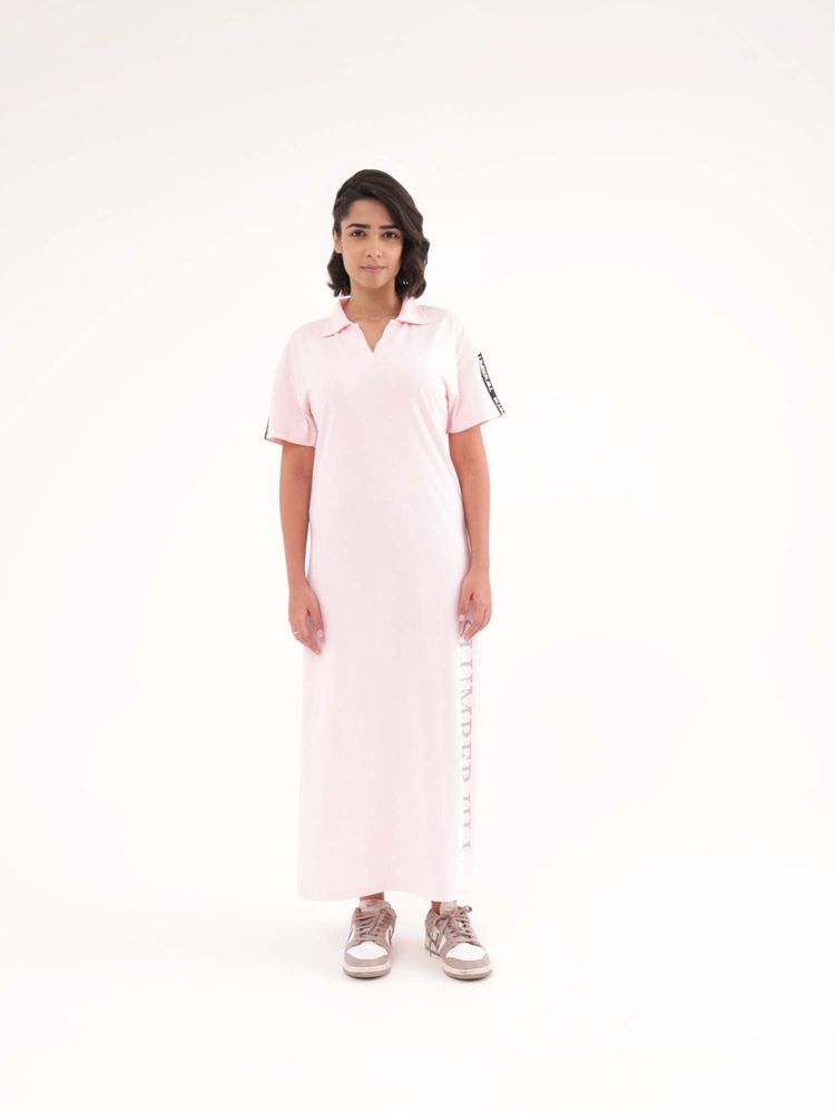 Slumber Jill Pink Solid Regular Loungewear Dress-image-3