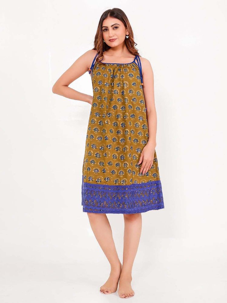 The Kaftan Company Olive Printed Regular Nightdress-picture-10