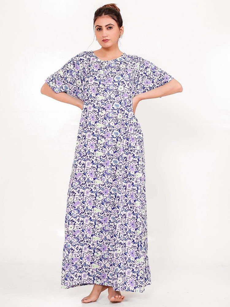The Kaftan Company Purple Printed Regular Nightdress-picture-15