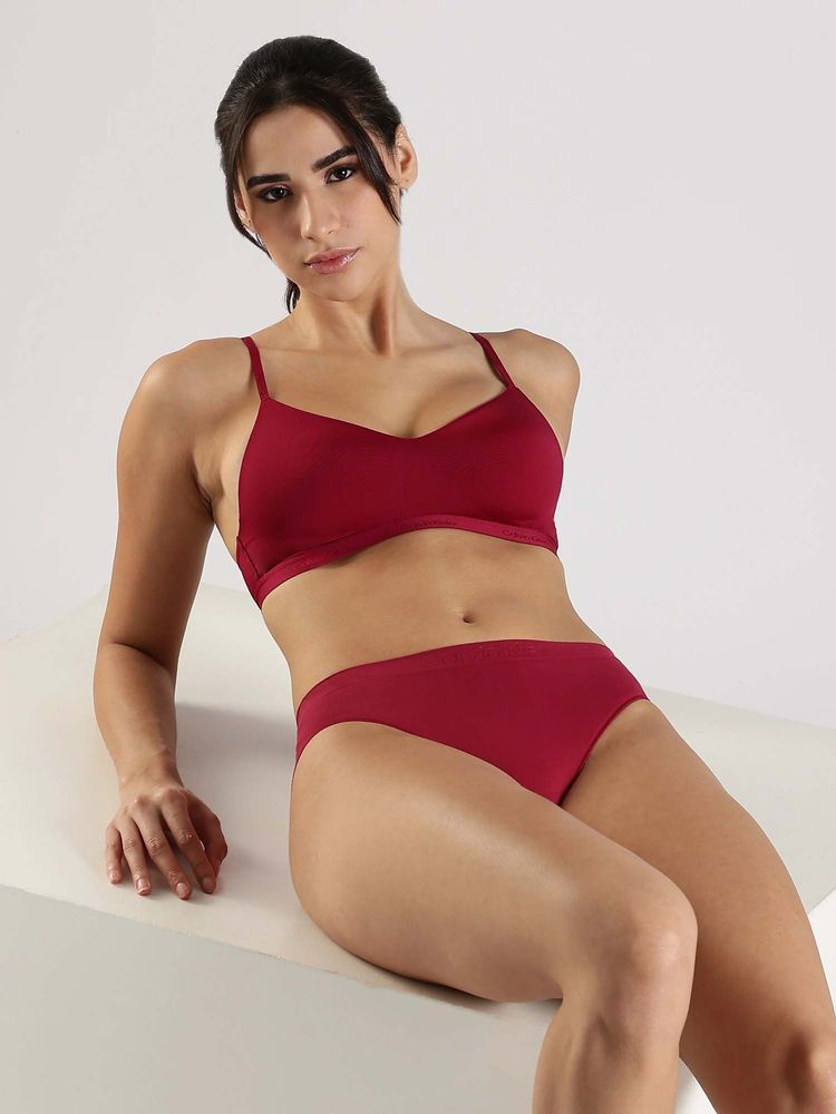 calvin klein fashion Calvin Klein Red Solid Fitted Bikini Brief-picture-19