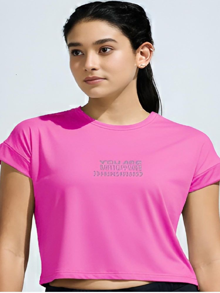 DOMIN8 Pink Solid Regular Fit Top-image-4