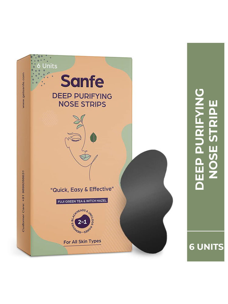 Sanfe Deep Purifying Nose Strips for Women Pack of 6 with Fuji Green Tea & Witch Hazel Extracts