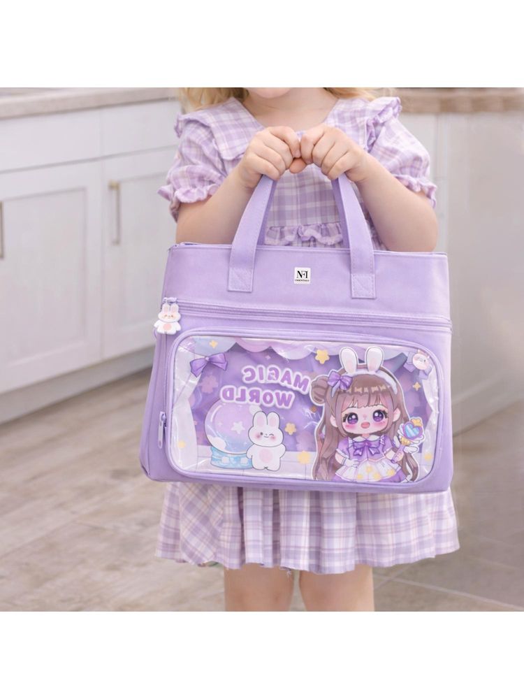 NFI Essentials Kids Cartoon Print Tote Handbag with 3 Zipper Compartments-image-39