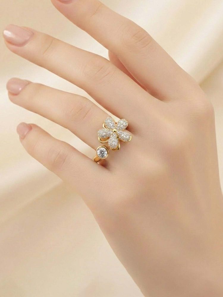 Jewels Galaxy Gold Plated Star Shaped Rotatable Adjustable Ring-picture-16