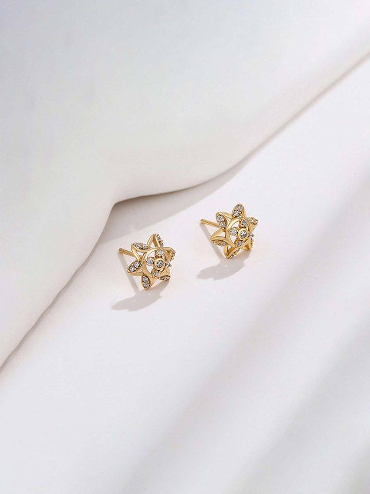 Jewels Galaxy Anti Tarnish Star Themed Stone Studded Stud Earrings-image-5