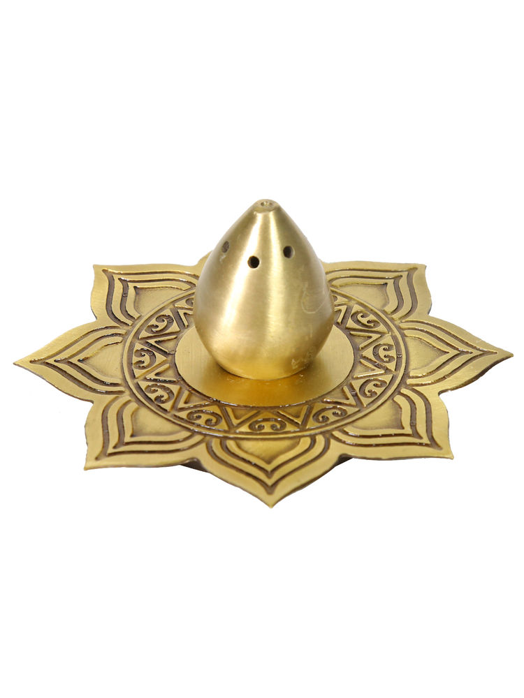 NAKSHIKATHAA Alpana Gold Incense Holder-image-45
