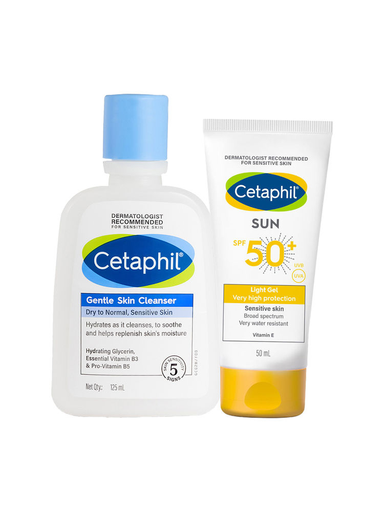 Cetaphil Gentle Skin Cleanser & Sun SPF 50 Light Gel Combo