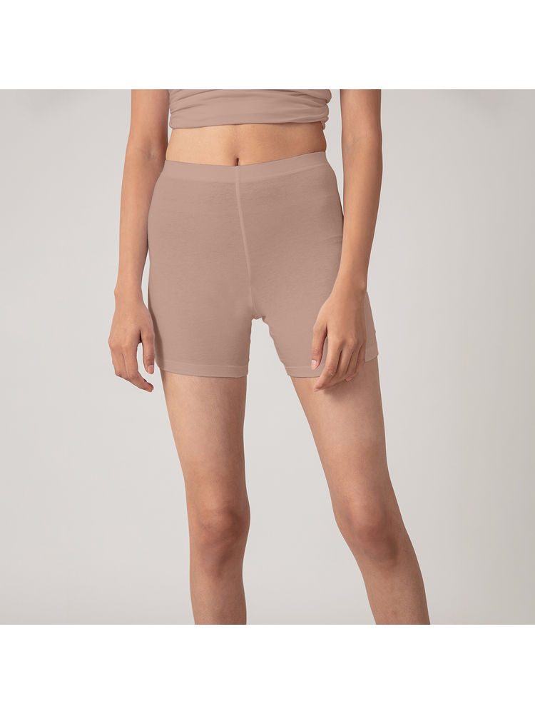 Nykd by Nykaa Stretch Cotton Cycling Shorts - Roebuck Nude NYP083