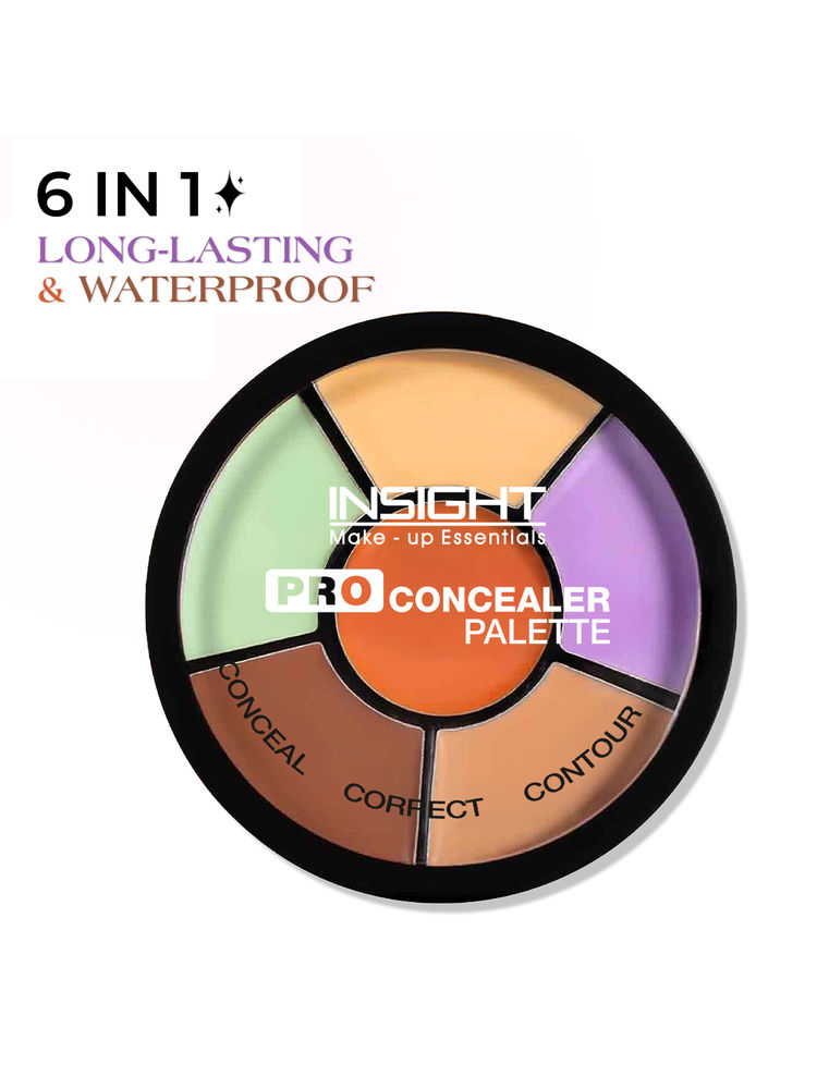Insight Cosmetics Pro Concealer Palette, 3 In 1 Conceal,Contour & Correct, Long Lasting & Waterproof - Corrector