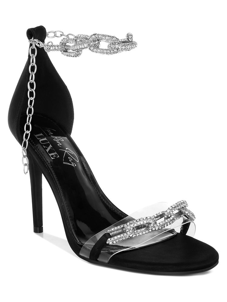 London Rag Rhinestones Chain Stiletto Heels - Black-picture-11