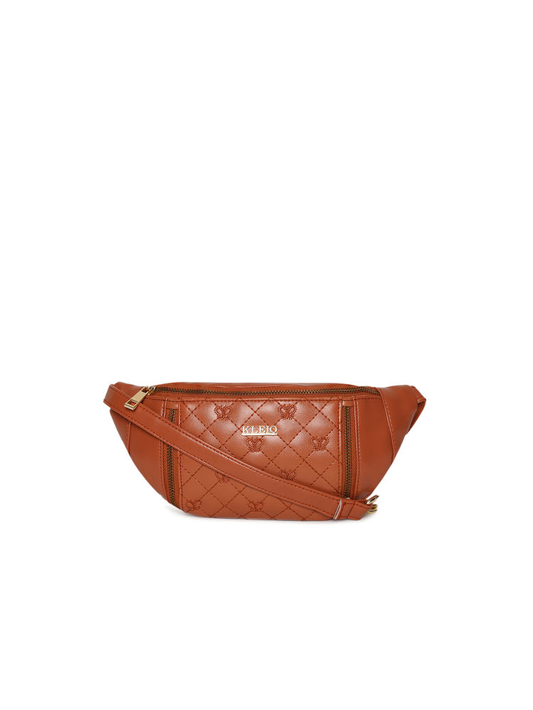 KLEIO Quilted Chain Sling Bum Waist Tan Belt Bag (HO8017KL-TA)-image-46