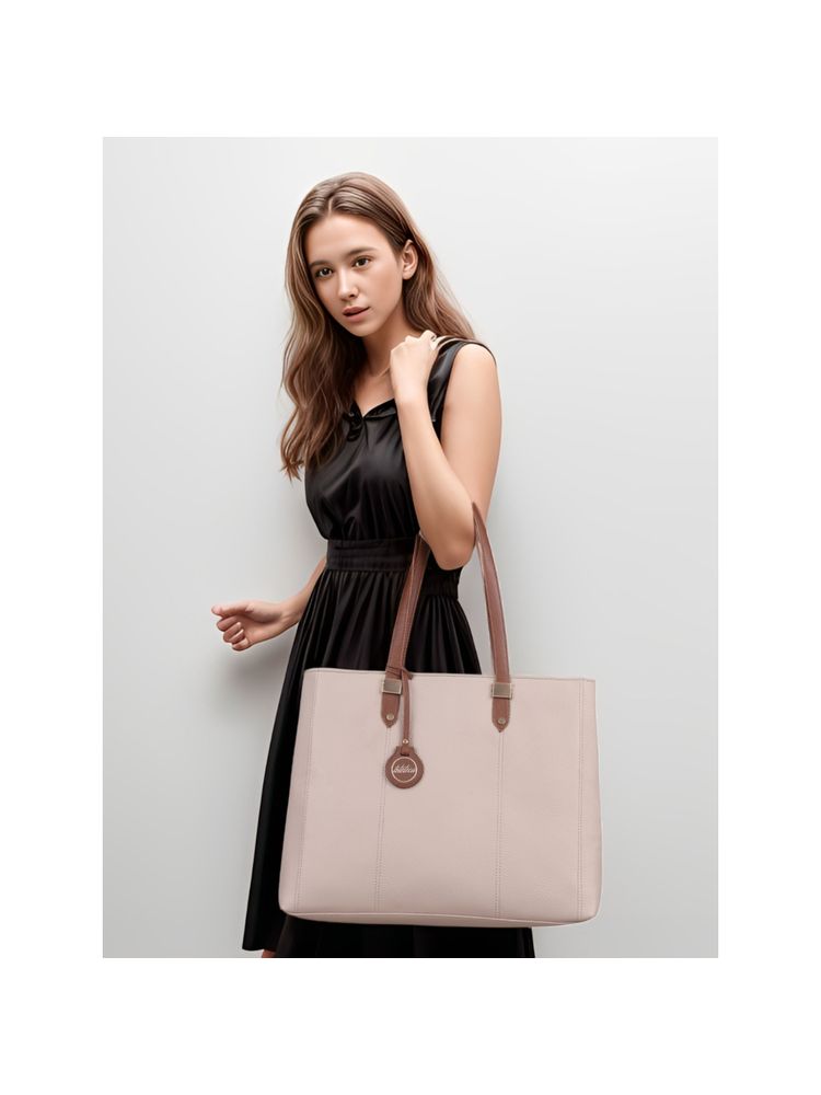 Toteteca Womens Beige Office Shoulder Bag