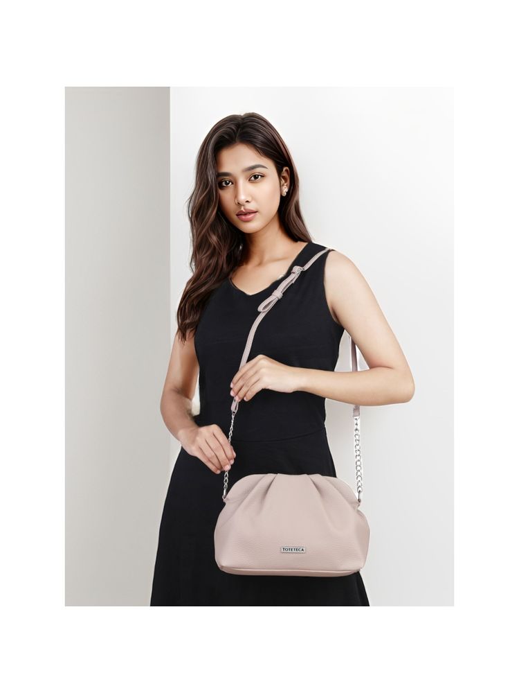 Toteteca Womens Beige Pleated Sling Bag-picture-17
