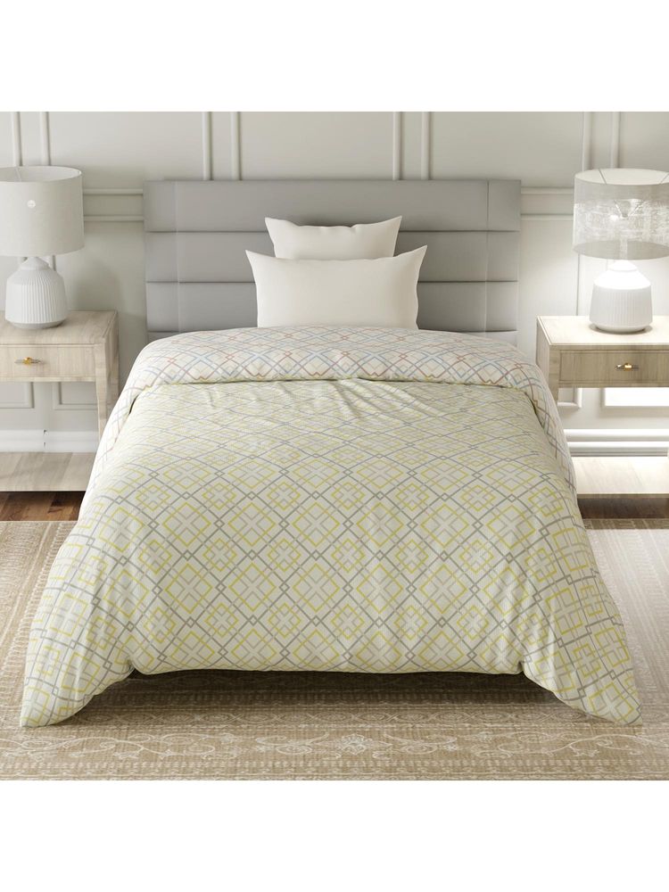 Layers Lumina Floret Cotton 140 TC Beige Geometric Reversible Comforter-image-32