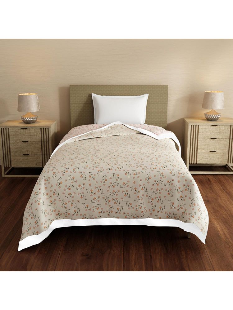 Layers Forever Cotton Beige Floral Reversible Dohar-image-27