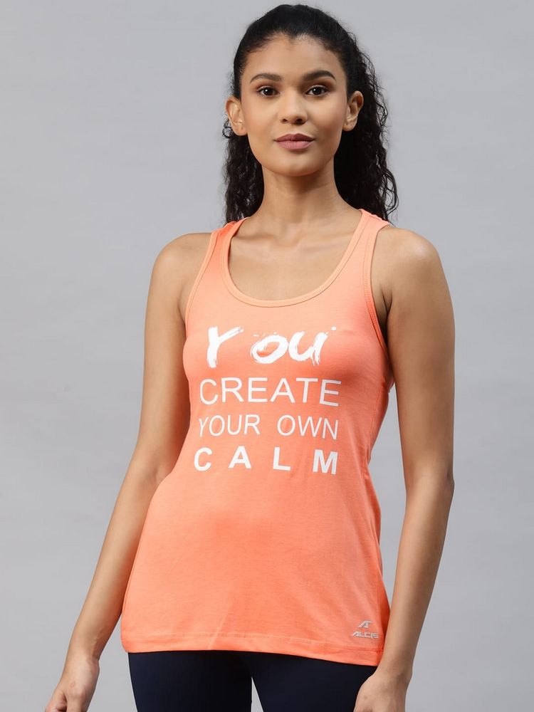 Alcis Women Peach Twisted Back Tank Top-picture-17