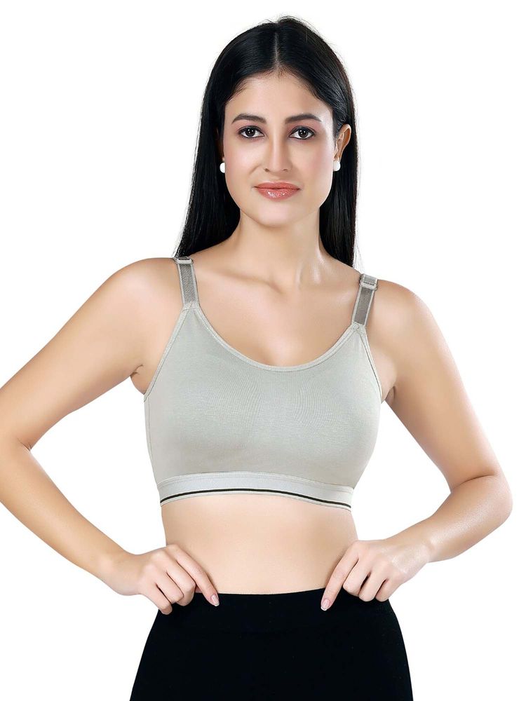 Bralux Medium Padded Full Coverage For Everyday Wear Bra - Grey-image-3