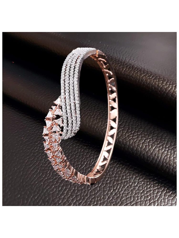 Gahan Rose Gold-Plated CZ Stone-Studded Handcrafted Bangle-Style Bracelet-picture-33