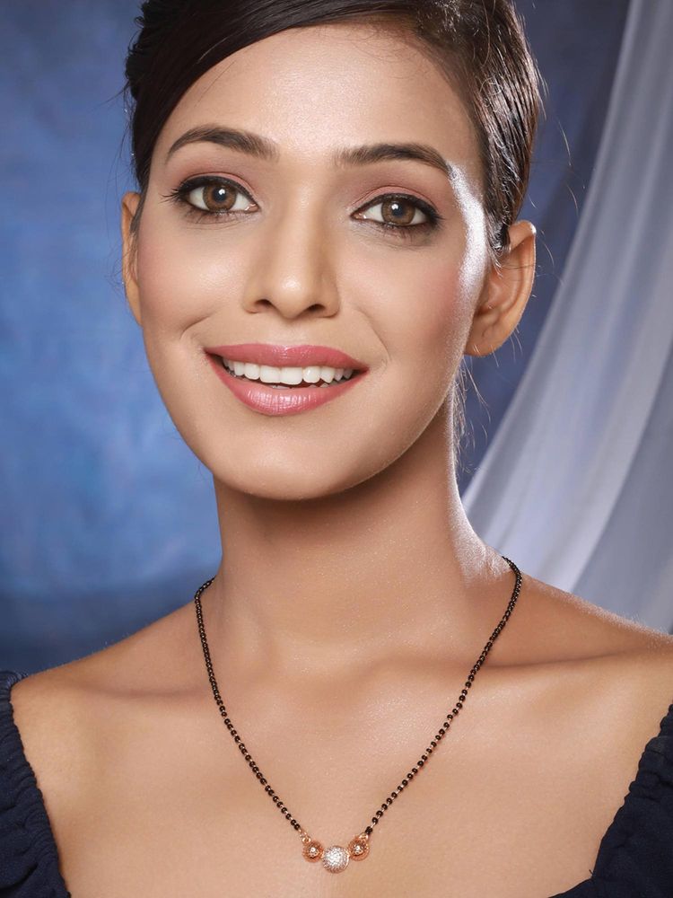 Gahan Rose gold-Plated Beaded & AD-Studded Mangalsutra-picture-23