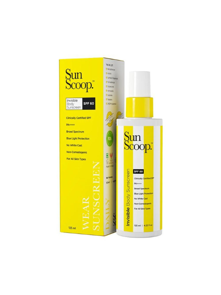 SunScoop Invisible Body Spray Sunscreen SPF 60 - Broad Spectrum, No White Cast & Non Comedogenic