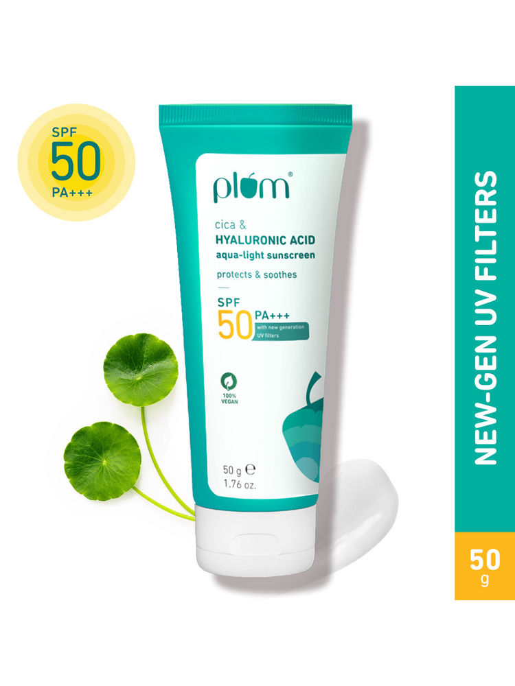 Plum Cica & Hyaluronic Aqua-Light SPF Sunscreen 50 PA+++, For Oily, Normal & Dry Skin, Soothes Skin-picture-13