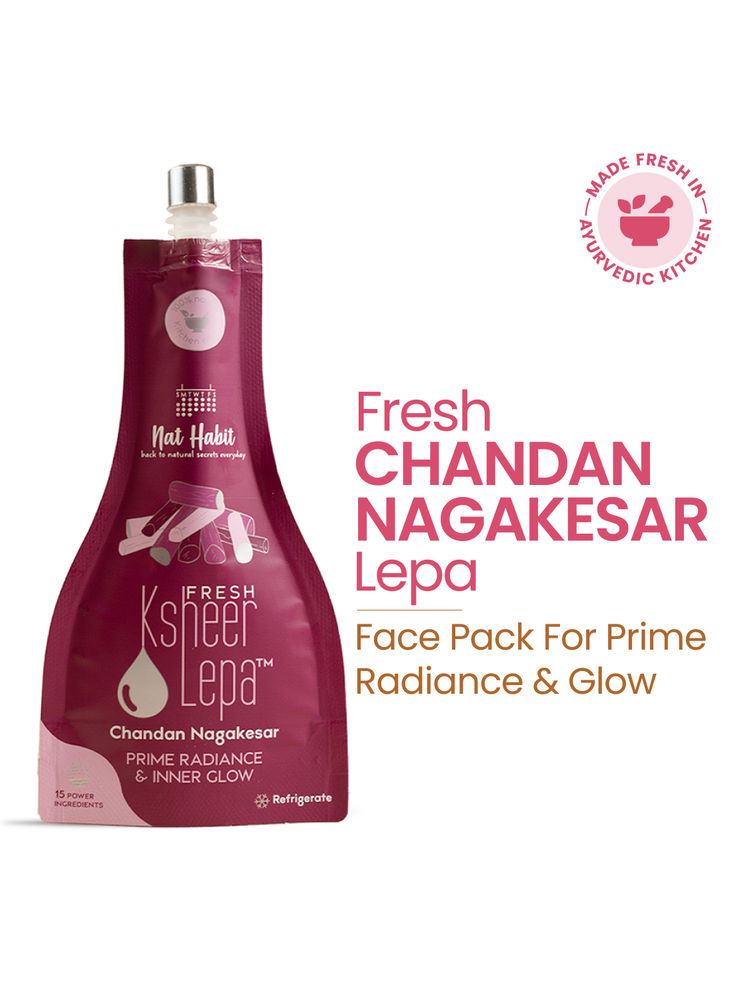 Nat Habit Chandan Nagakesar Ksheer Lepa, Clay Face Mask for Glowing Skin with Sandalwood, Face Pack
